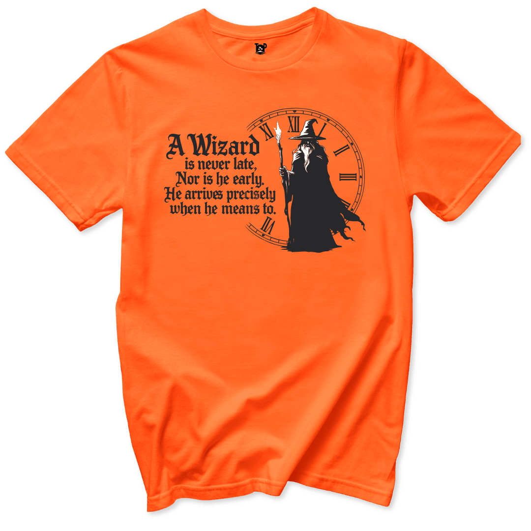 Printify T-Shirt Orange / S Wizard never late T-Shirt