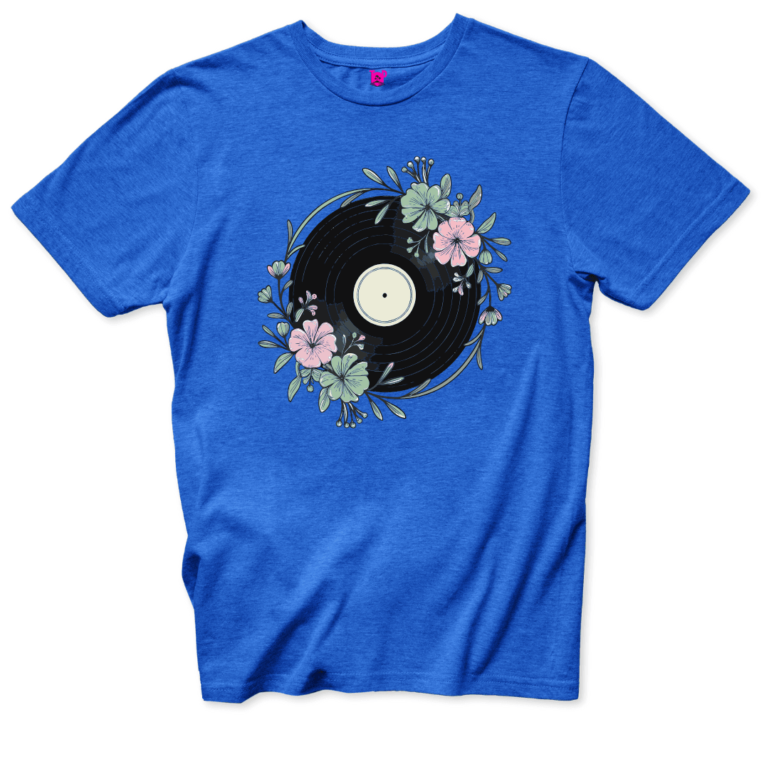 Floral Vinyl Vibes T-Shirt - Throwback Paradise #