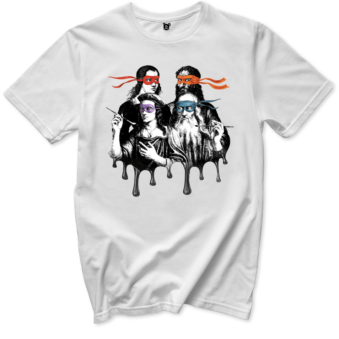 Printify T-Shirt White / S Renaissance Artists Ninja Painters T-Shirt