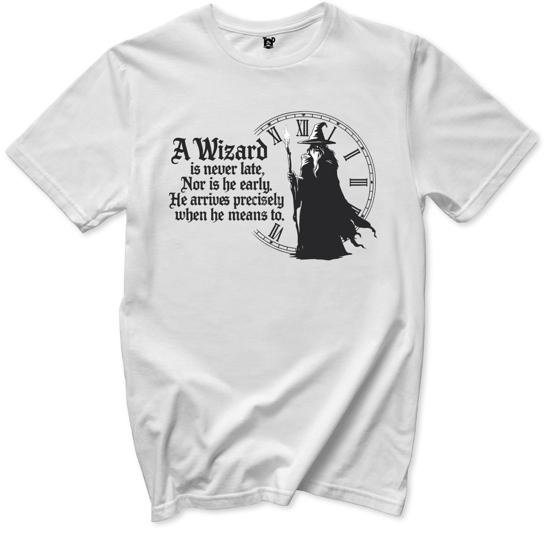 Printify T-Shirt White / S Wizard never late T-Shirt