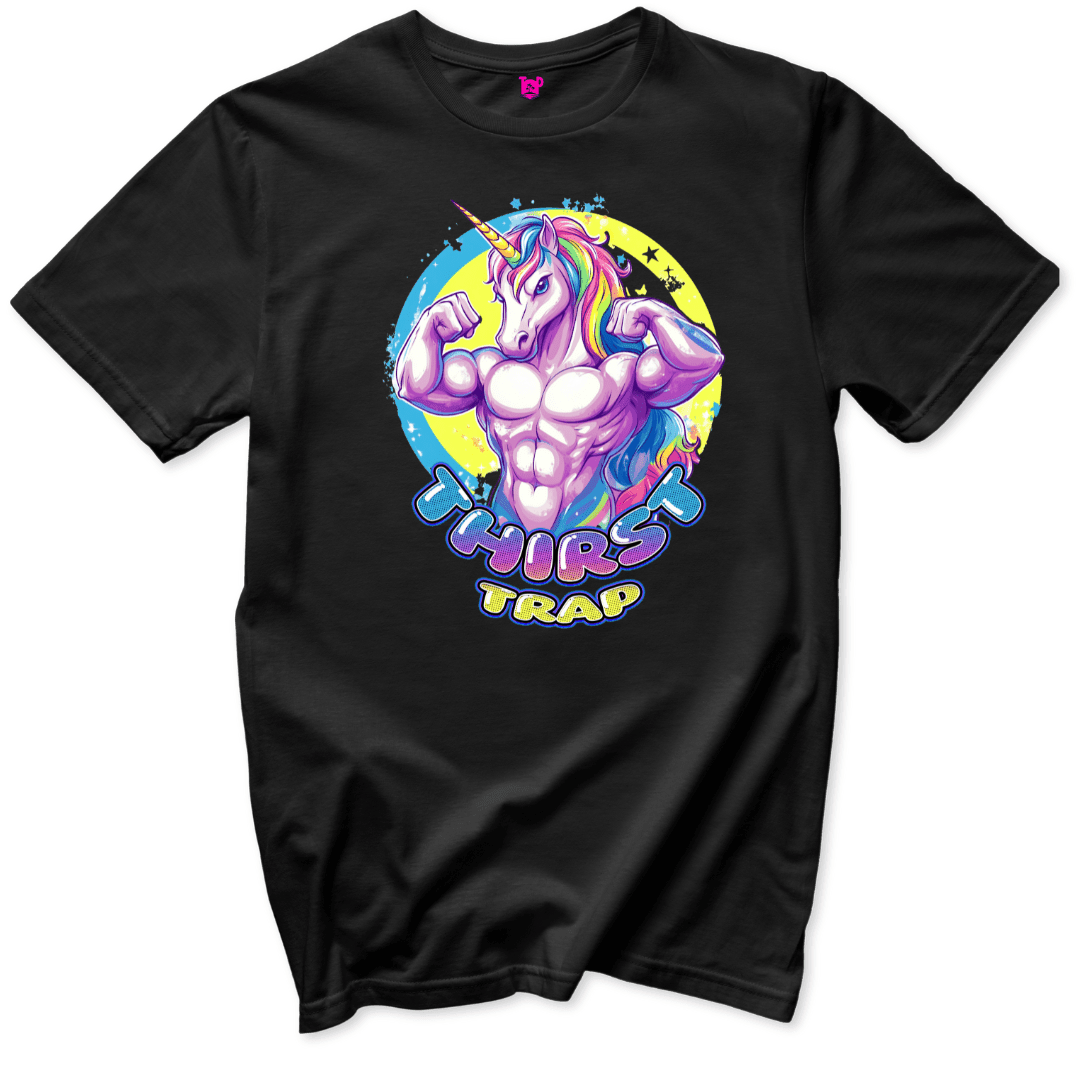 Printify T-Shirts Black / S Thirst Trap Muscular Unicorn T-Shirt