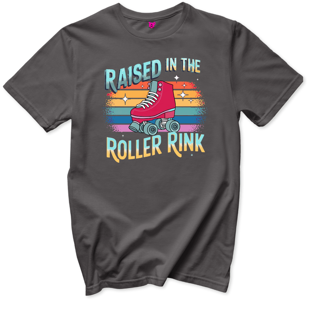 Printify T-Shirts Charcoal / S Raised in the Roller Rink Retro T-Shirt