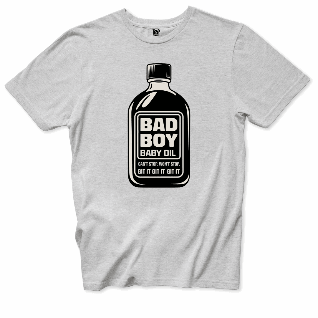 Printify T-Shirts Ice Grey / S Bad Boy Baby Oil T-Shirt