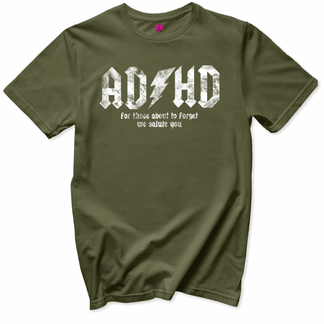 Printify T-Shirts Military Green / S ADHD We Salute You T-Shirt