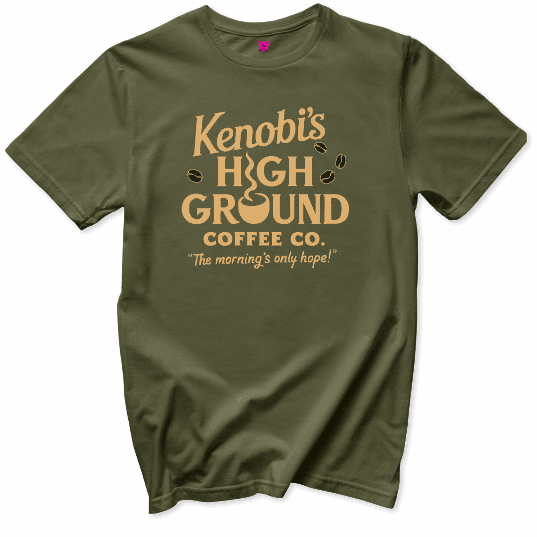 Printify T-Shirts Military Green / S Kenobis High Ground Coffee T-Shirt