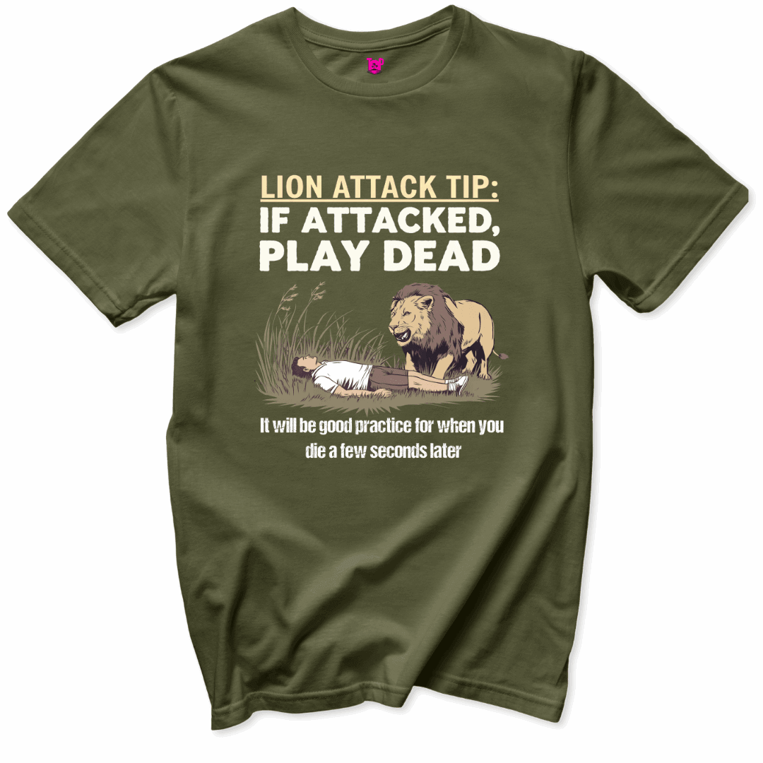 Printify T-Shirts Military Green / S Lion Attack Tip T-Shirt