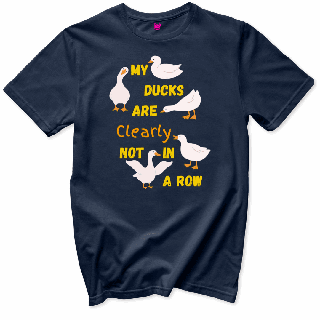 Printify T-Shirts Navy / S Ducks Not in a Row Funny T-Shirt