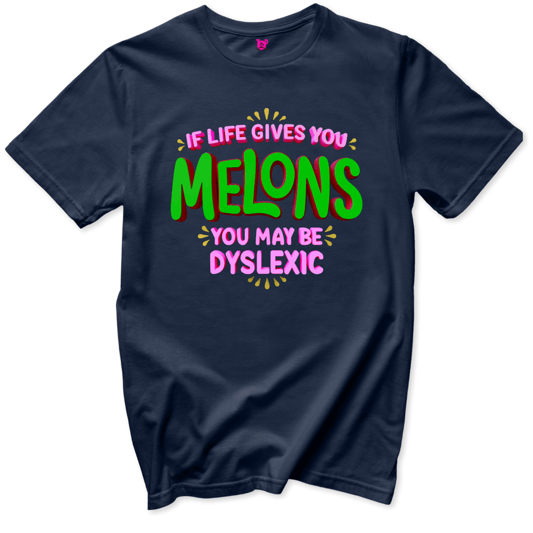 Melons Dyslexia Humor T-Shirt - Throwback Paradise #