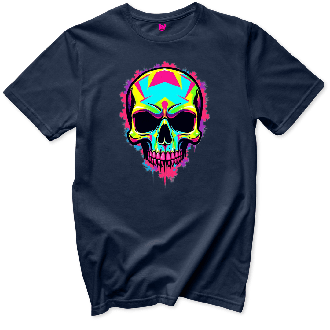 Neon Skull Splash T-Shirt 💀 - Throwback Paradise #