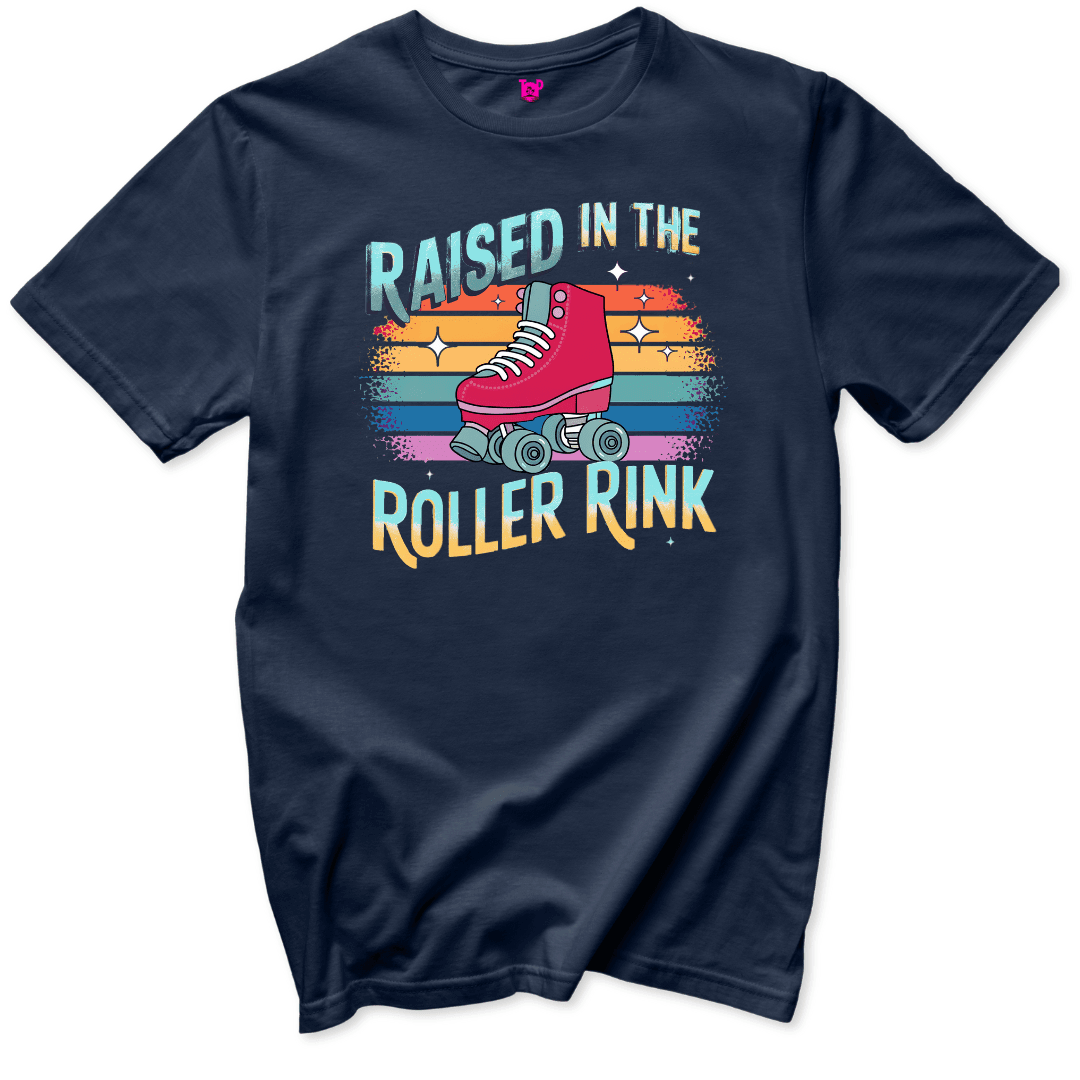 Printify T-Shirts Navy / S Raised in the Roller Rink Retro T-Shirt