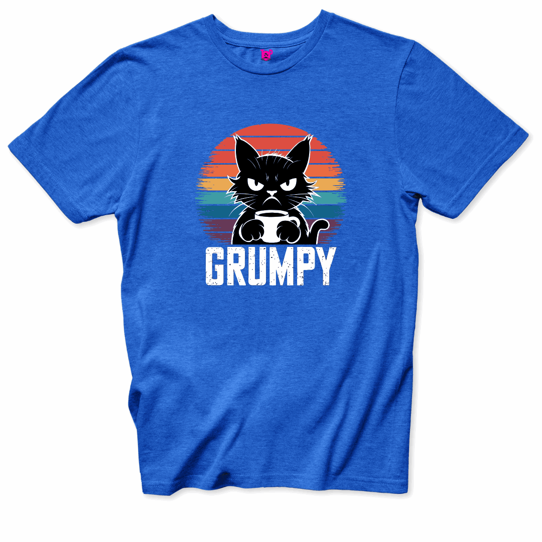 Printify T-Shirts Royal / S Grumpy Cat Coffee T-Shirt