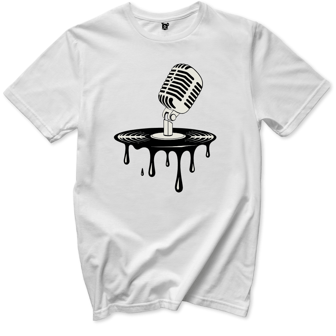 Dripping Vinyl & Mic T-Shirt - Throwback Paradise #