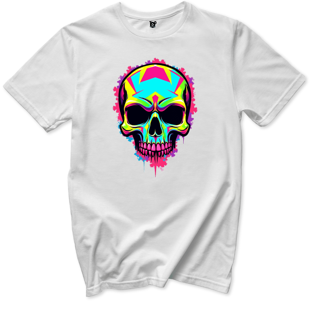 Neon Skull Splash T-Shirt 💀 - Throwback Paradise #