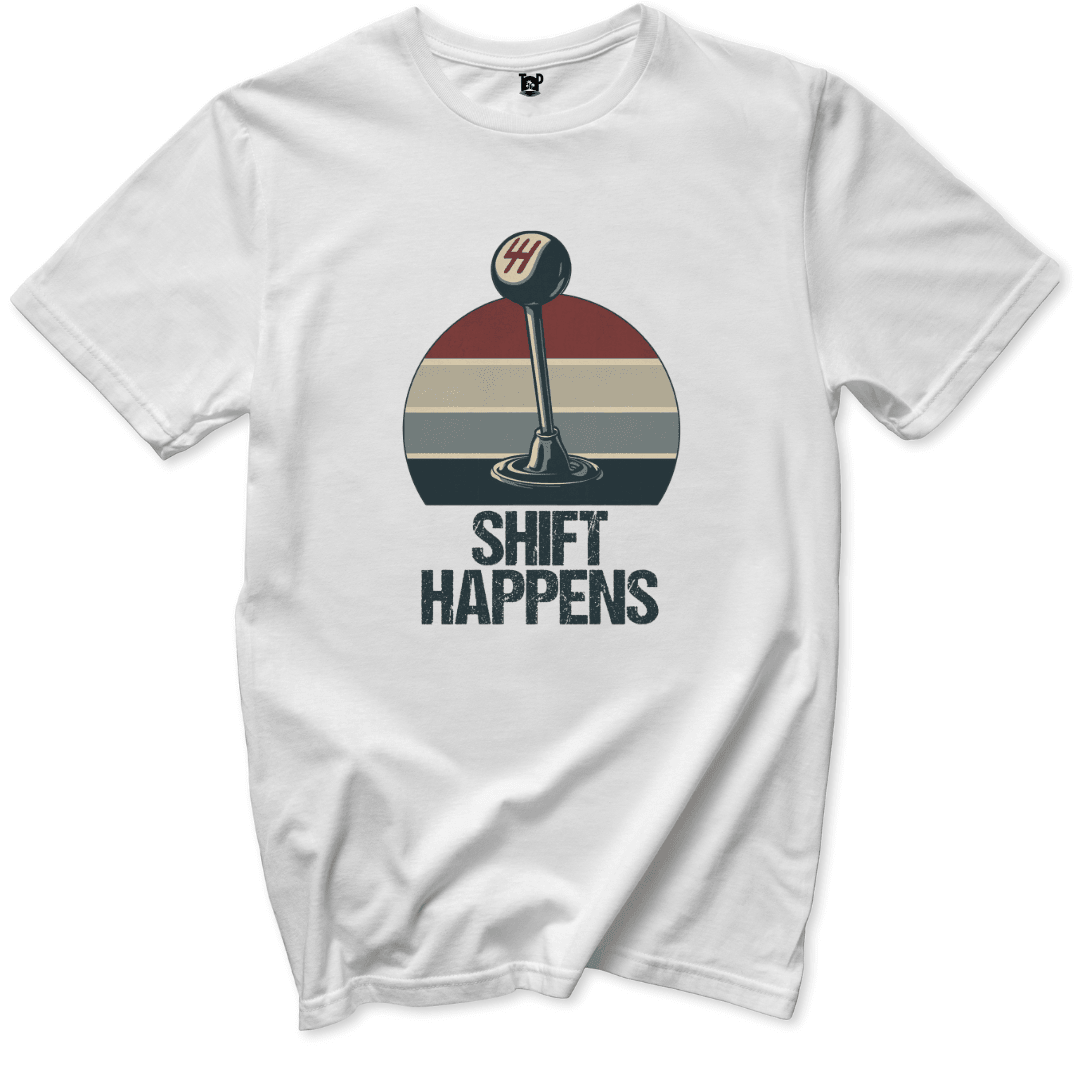 Shift Happens Retro Car T-Shirt - Throwback Paradise #