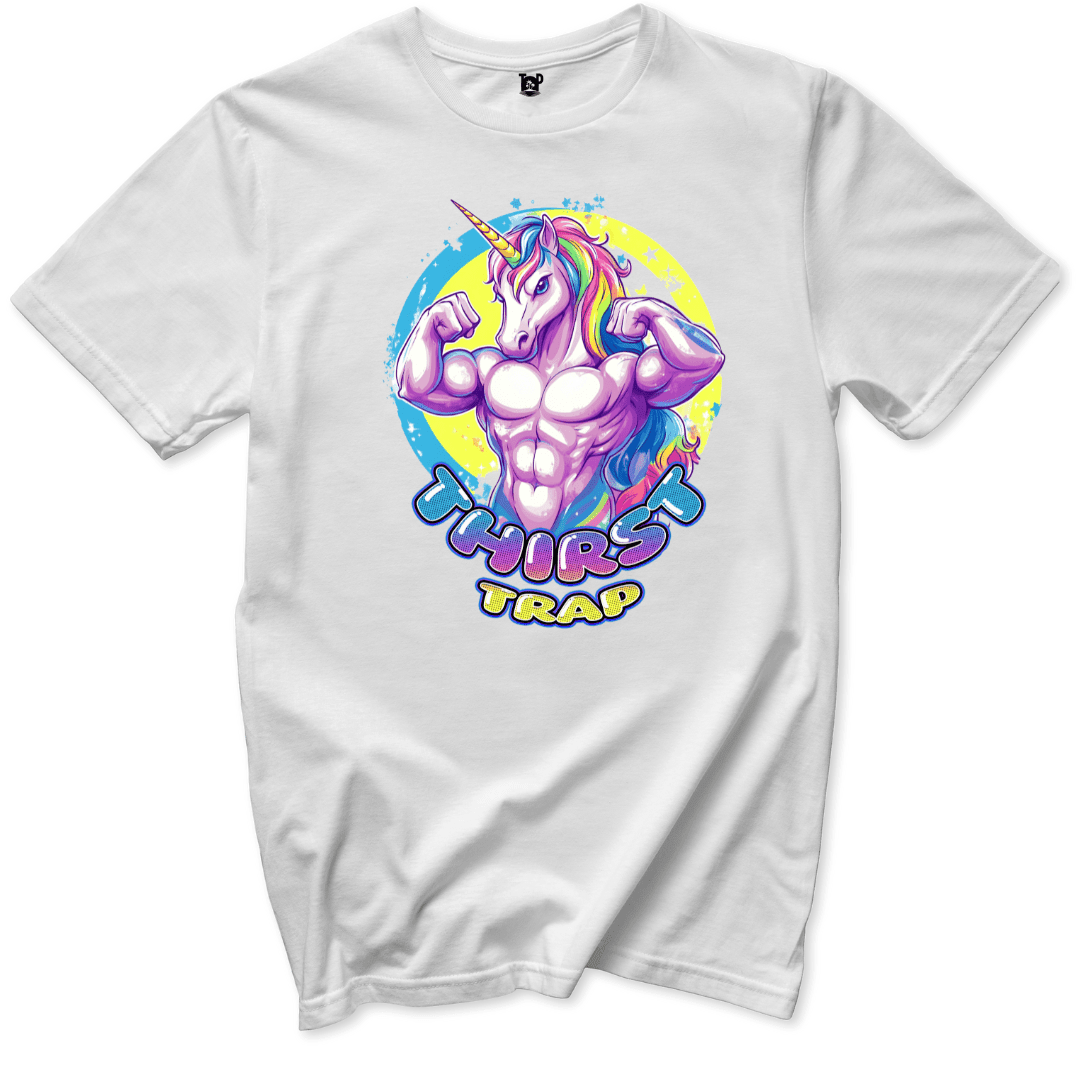 Printify T-Shirts White / S Thirst Trap Muscular Unicorn T-Shirt